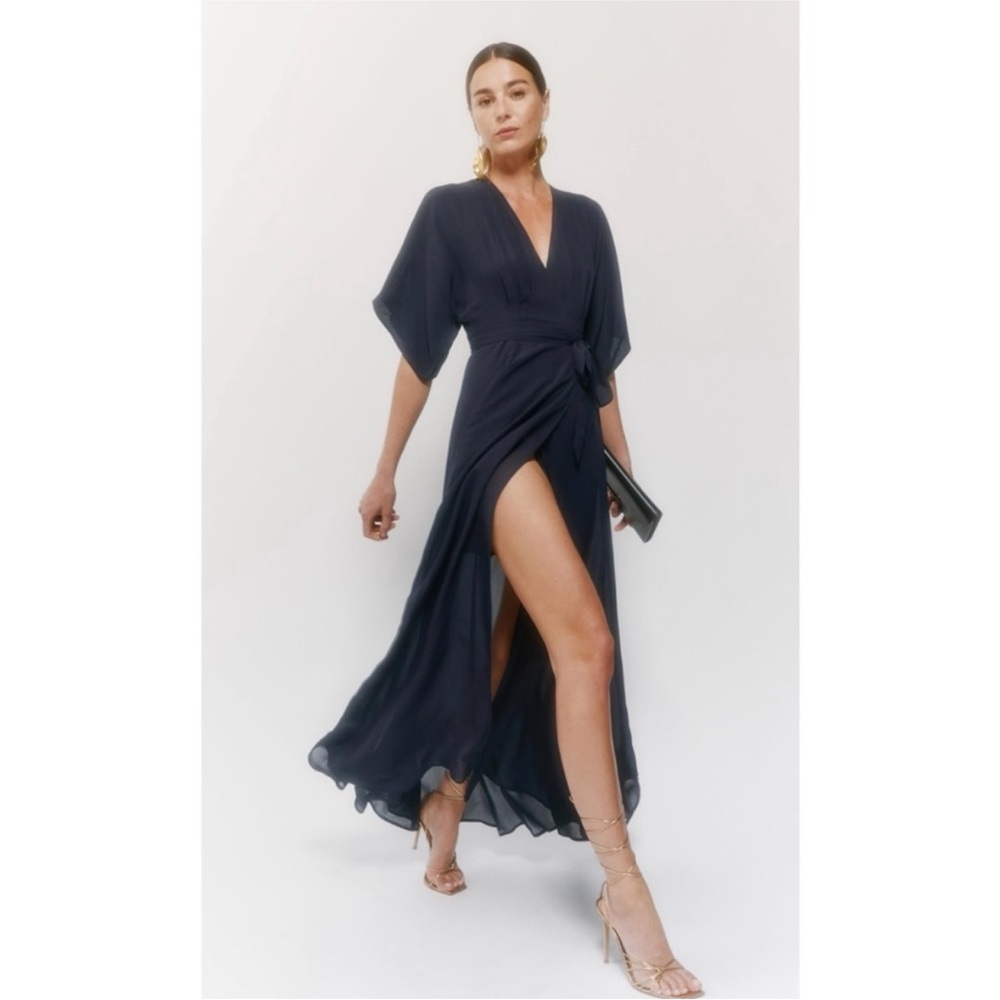 Reformation Winslow Dress, Navy, MEDIUM - Picture 4 of 12